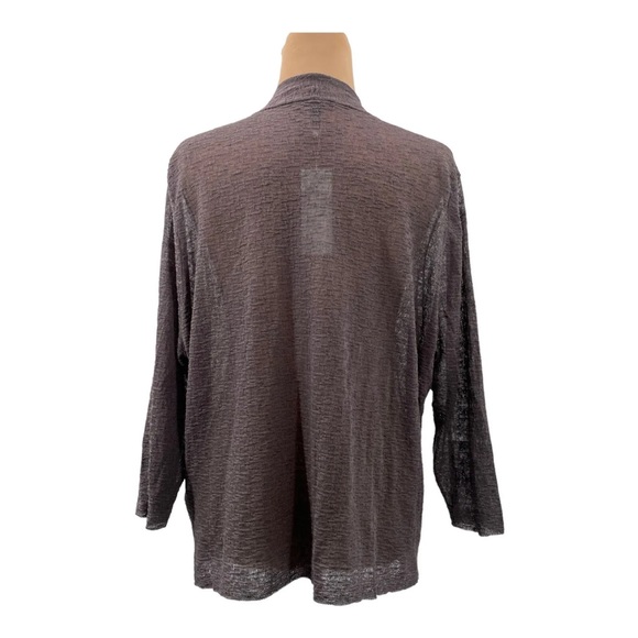 Eileen Fisher Fine Organic Linen Short Cardigan Crepe Knit Luna Purple XL $188 - Picture 5 of 10